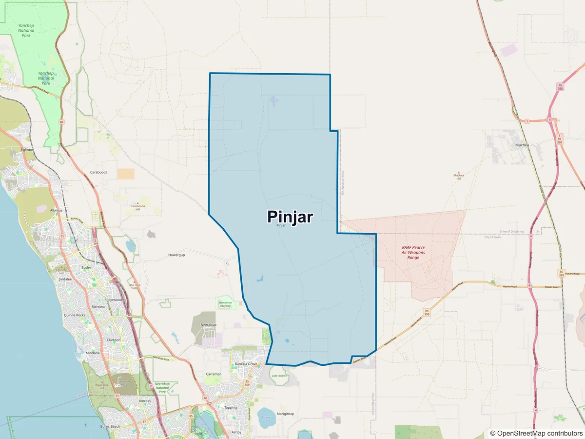 Map of Pinjar, WA, Australia