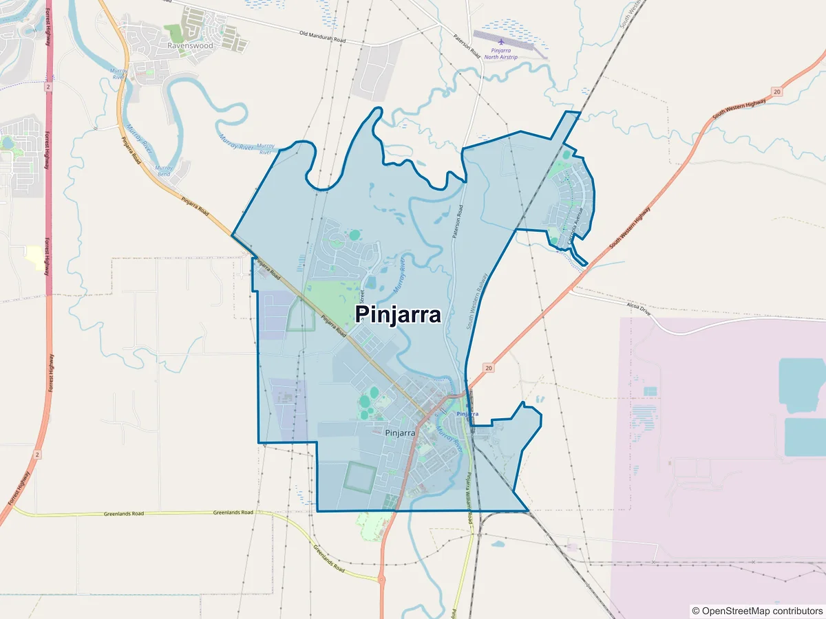 Map of Pinjarra, WA, Australia