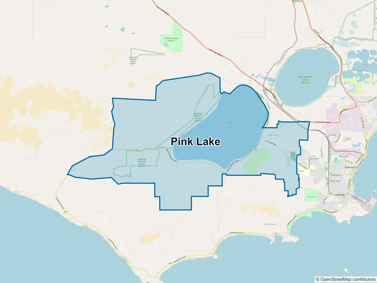 Map of Pink Lake, WA, Australia