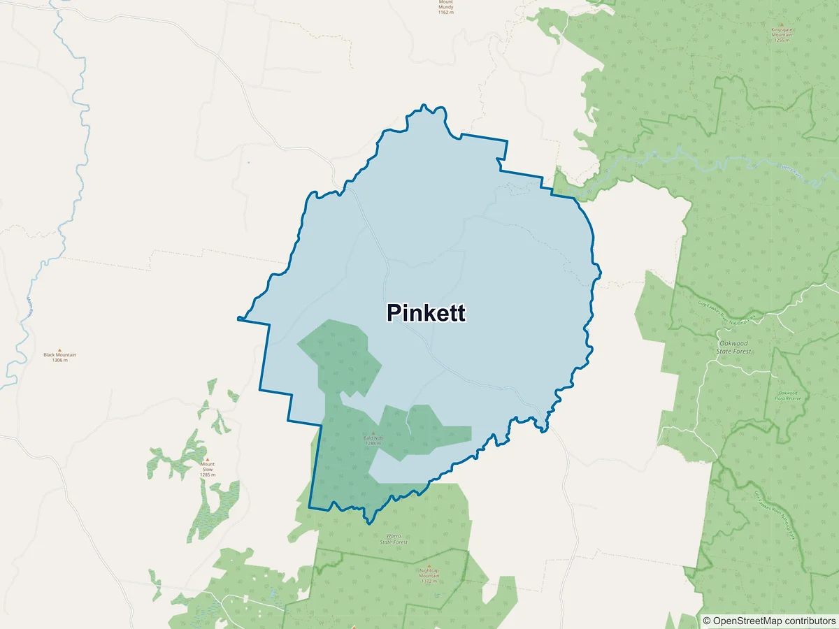 Map of Pinkett, NSW, Australia