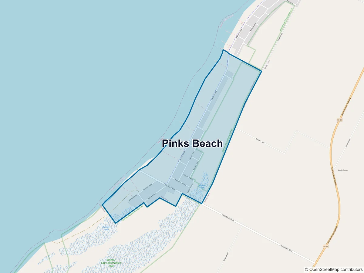 Map of Pinks Beach, SA, Australia