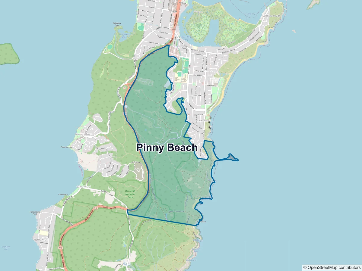 Map of Pinny Beach, NSW, Australia