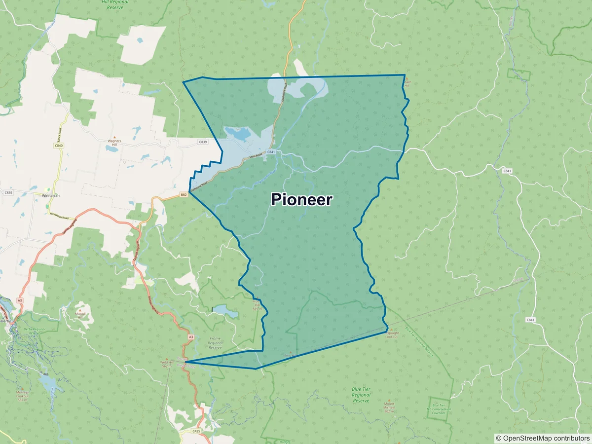 Map of Pioneer, TAS, Australia
