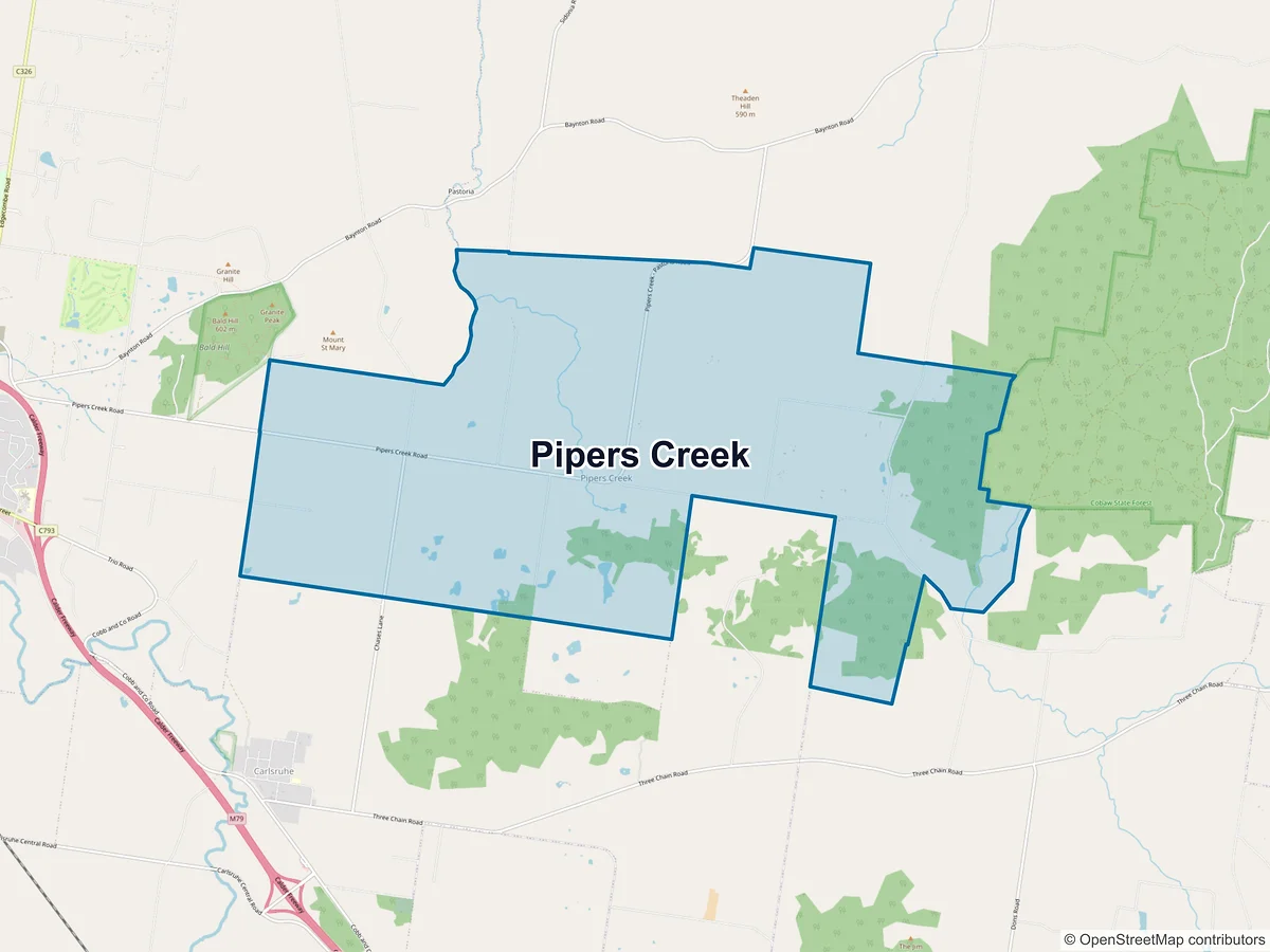 Map of Pipers Creek, VIC, Australia