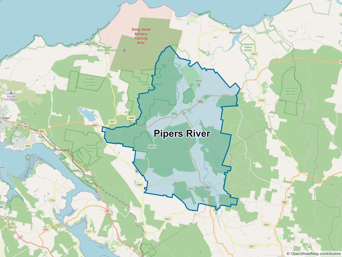 Map of Pipers River, TAS, Australia