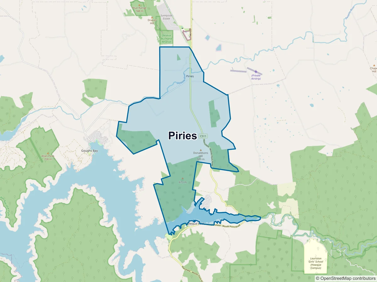 Map of Piries, VIC, Australia
