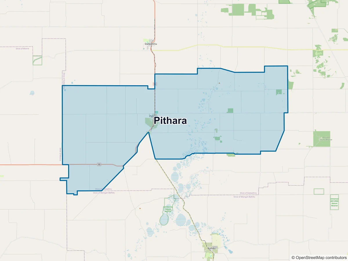 Map of Pithara, WA, Australia