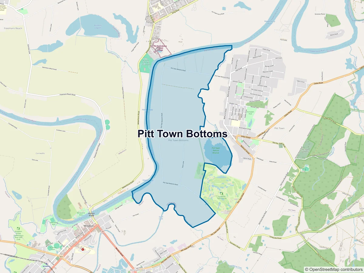 Map of Pitt Town Bottoms, NSW, Australia