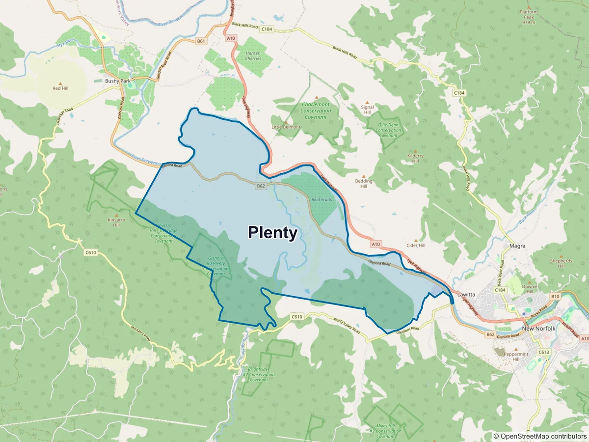 Map of Plenty, TAS, Australia