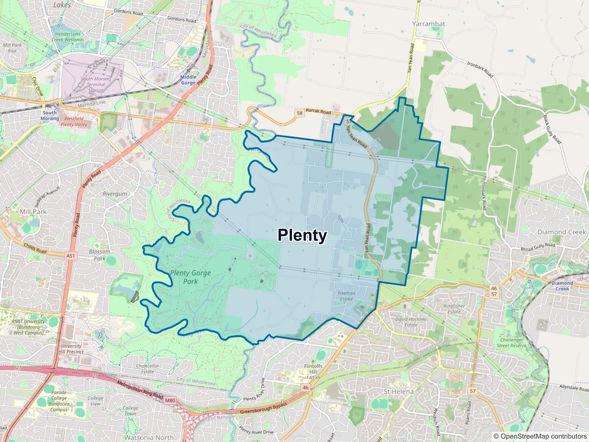 Map of Plenty, VIC, Australia
