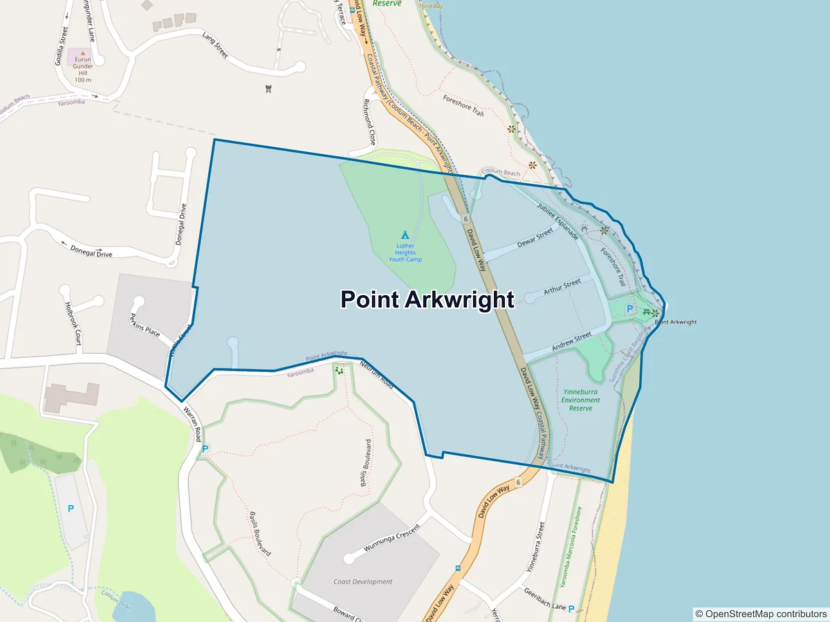 Map of Point Arkwright, QLD, Australia