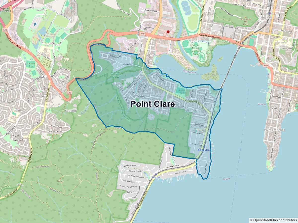 Map of Point Clare, NSW, Australia