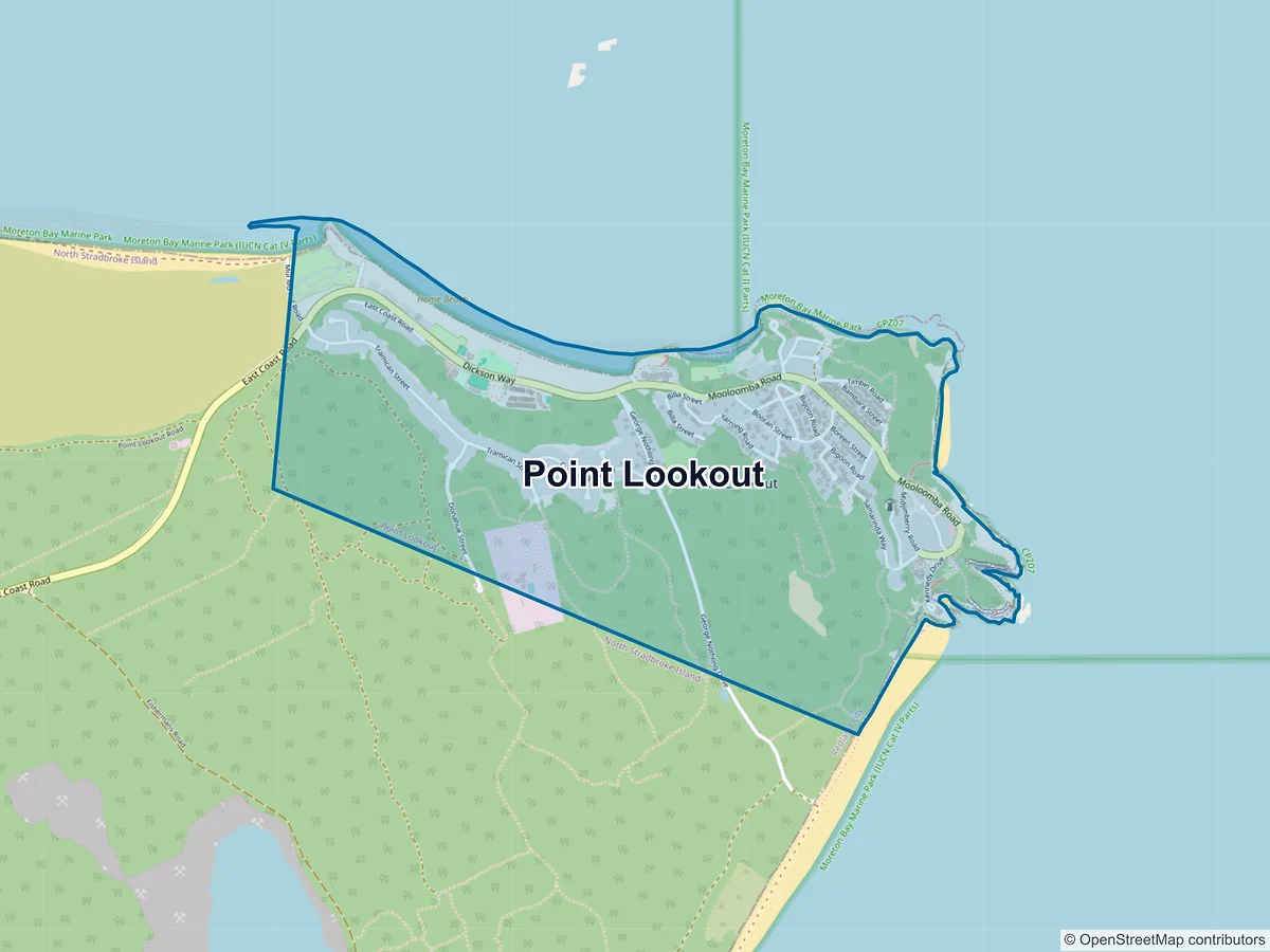 Map of Point Lookout, QLD, Australia