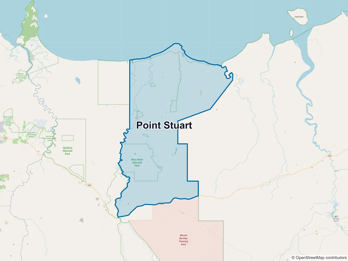 Map of Point Stuart, NT, Australia