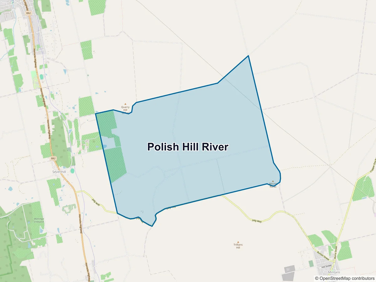 Map of Polish Hill River, SA, Australia