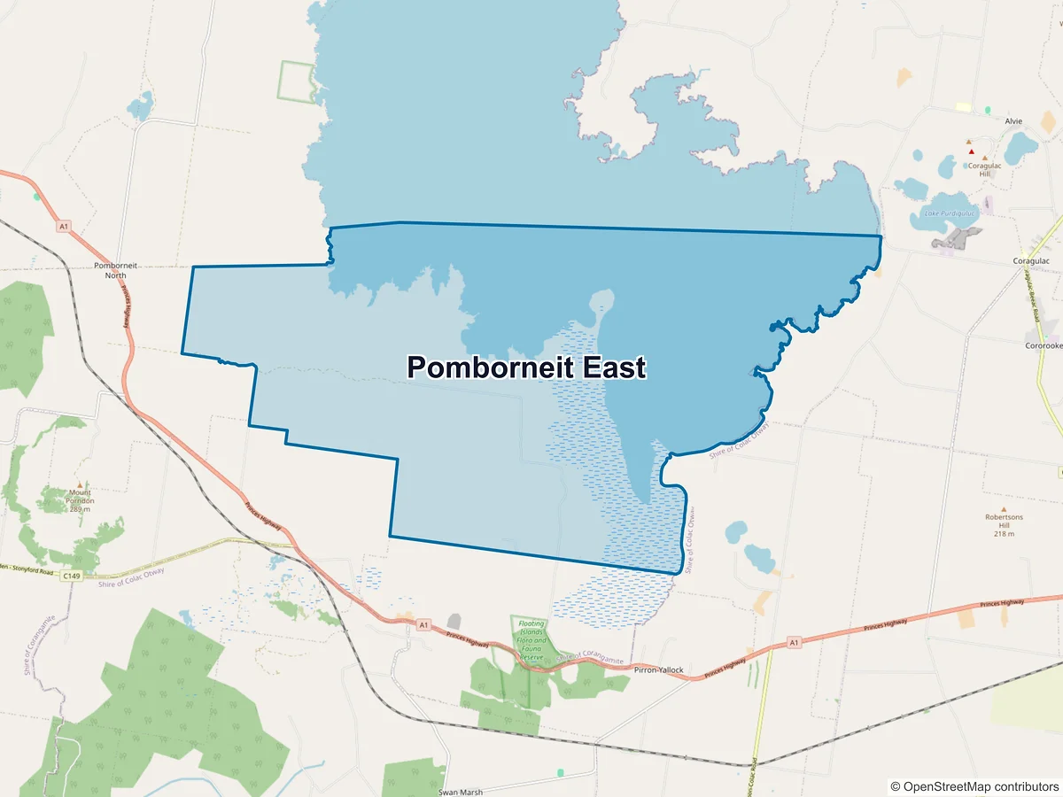 Map of Pomborneit East, VIC, Australia