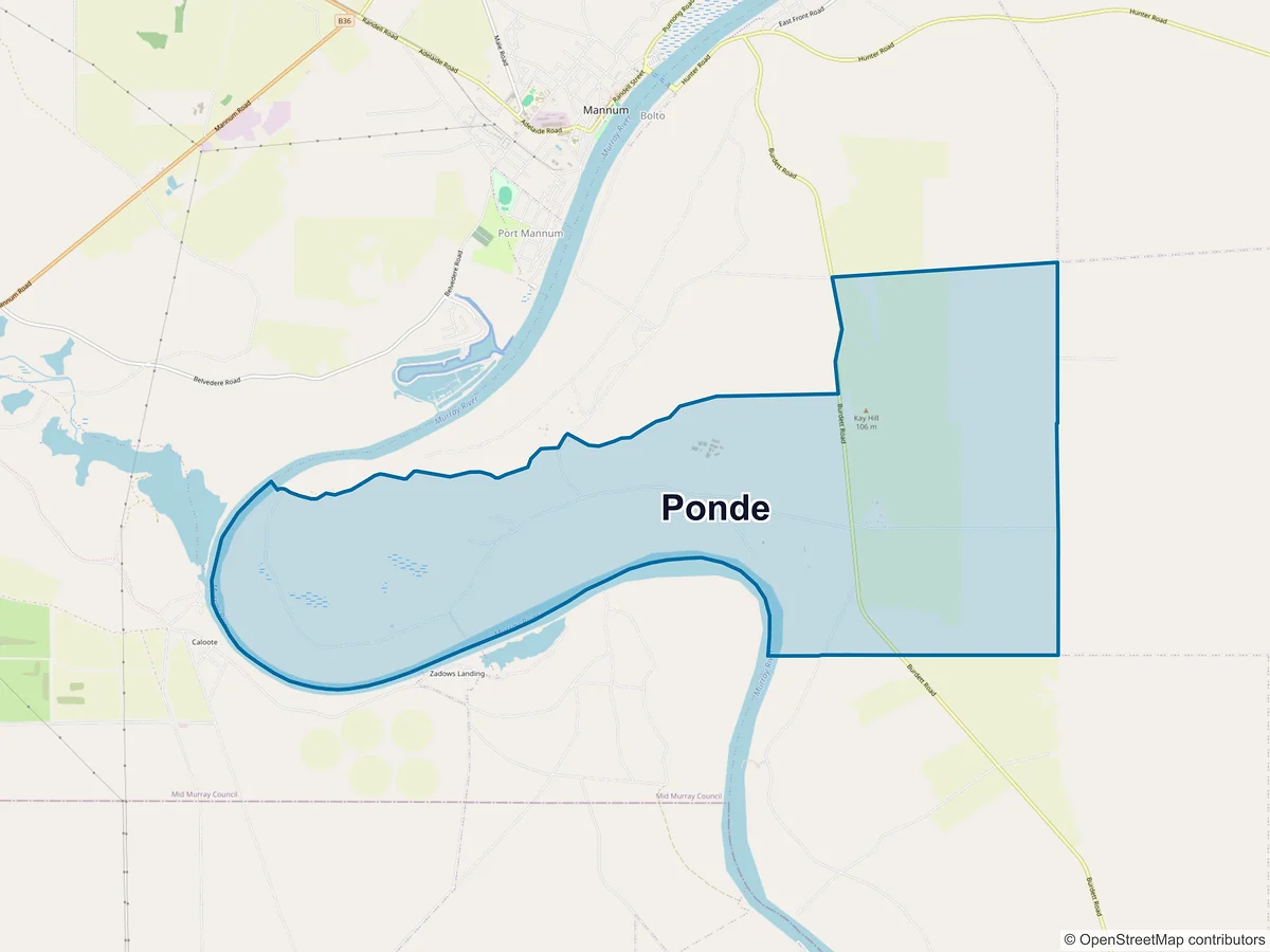 Map of Ponde, SA, Australia