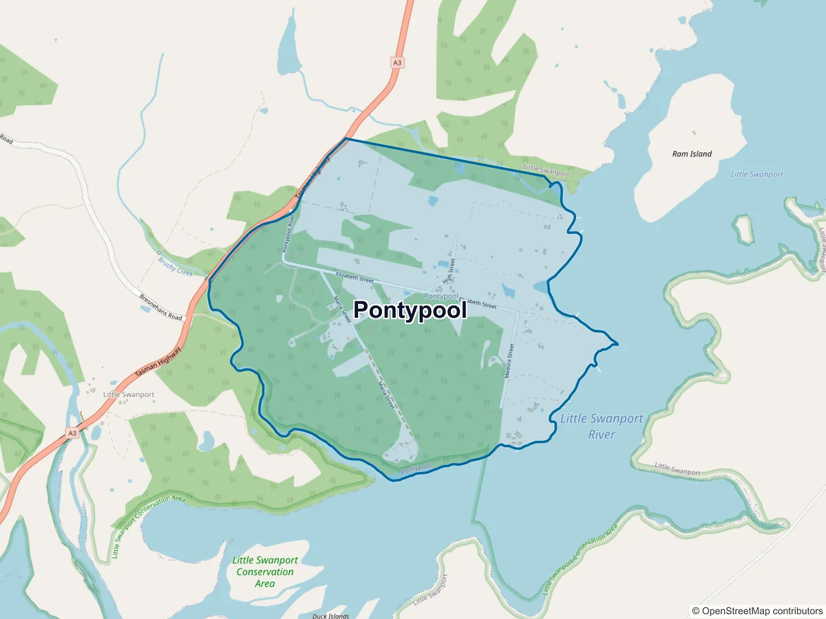 Map of Pontypool, TAS, Australia