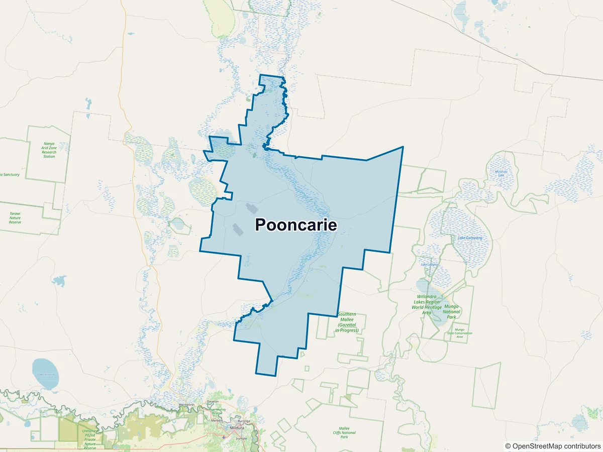 Map of Pooncarie, NSW, Australia