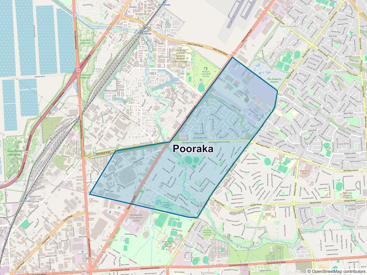 Map of Pooraka, SA, Australia