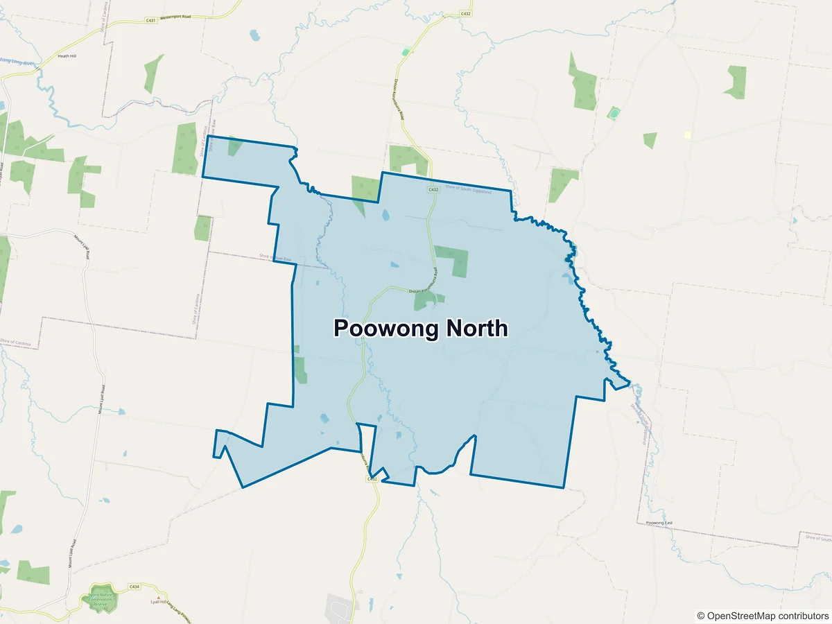 Map of Poowong North, VIC, Australia