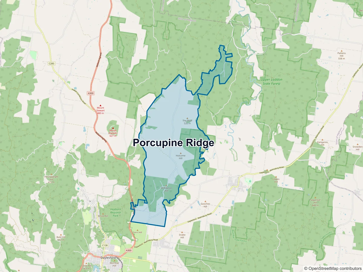 Map of Porcupine Ridge, VIC, Australia