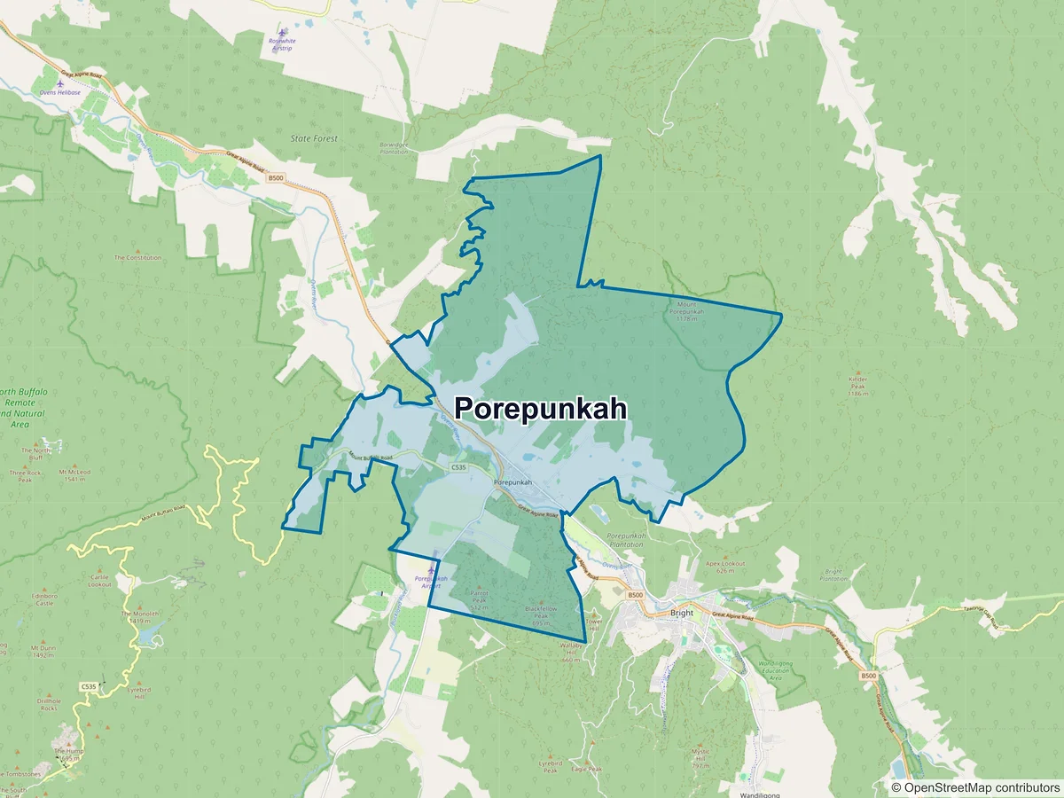 Map of Porepunkah, VIC, Australia
