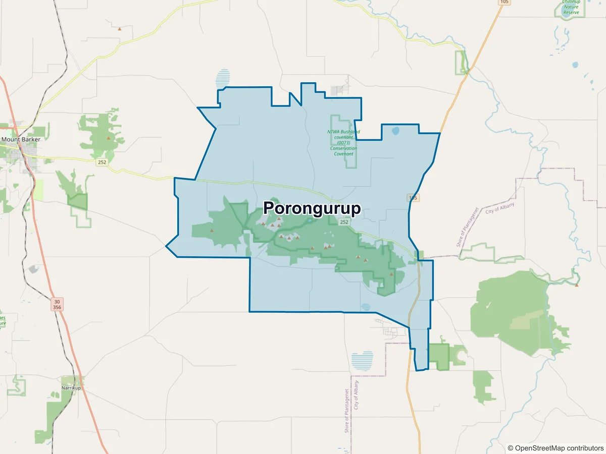Map of Porongurup, WA, Australia