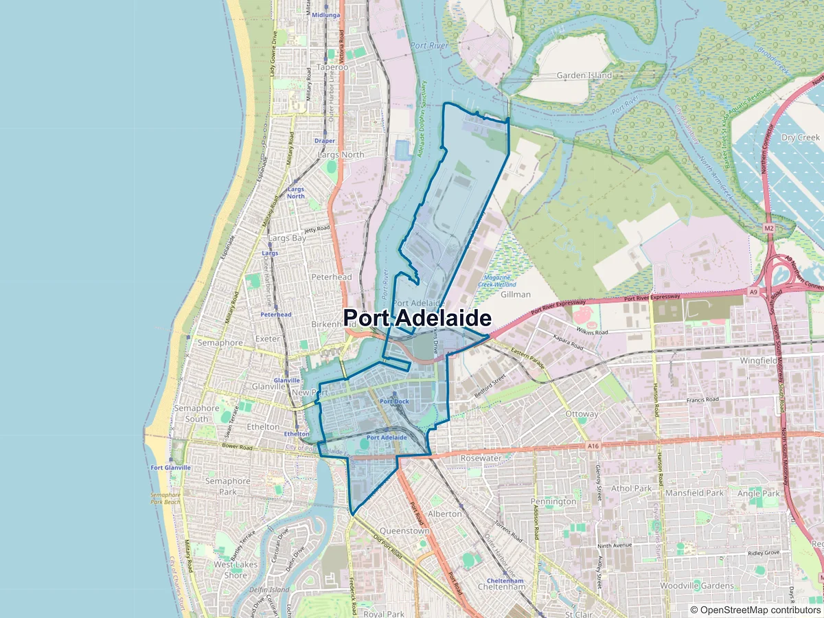 Map of Port Adelaide, SA, Australia