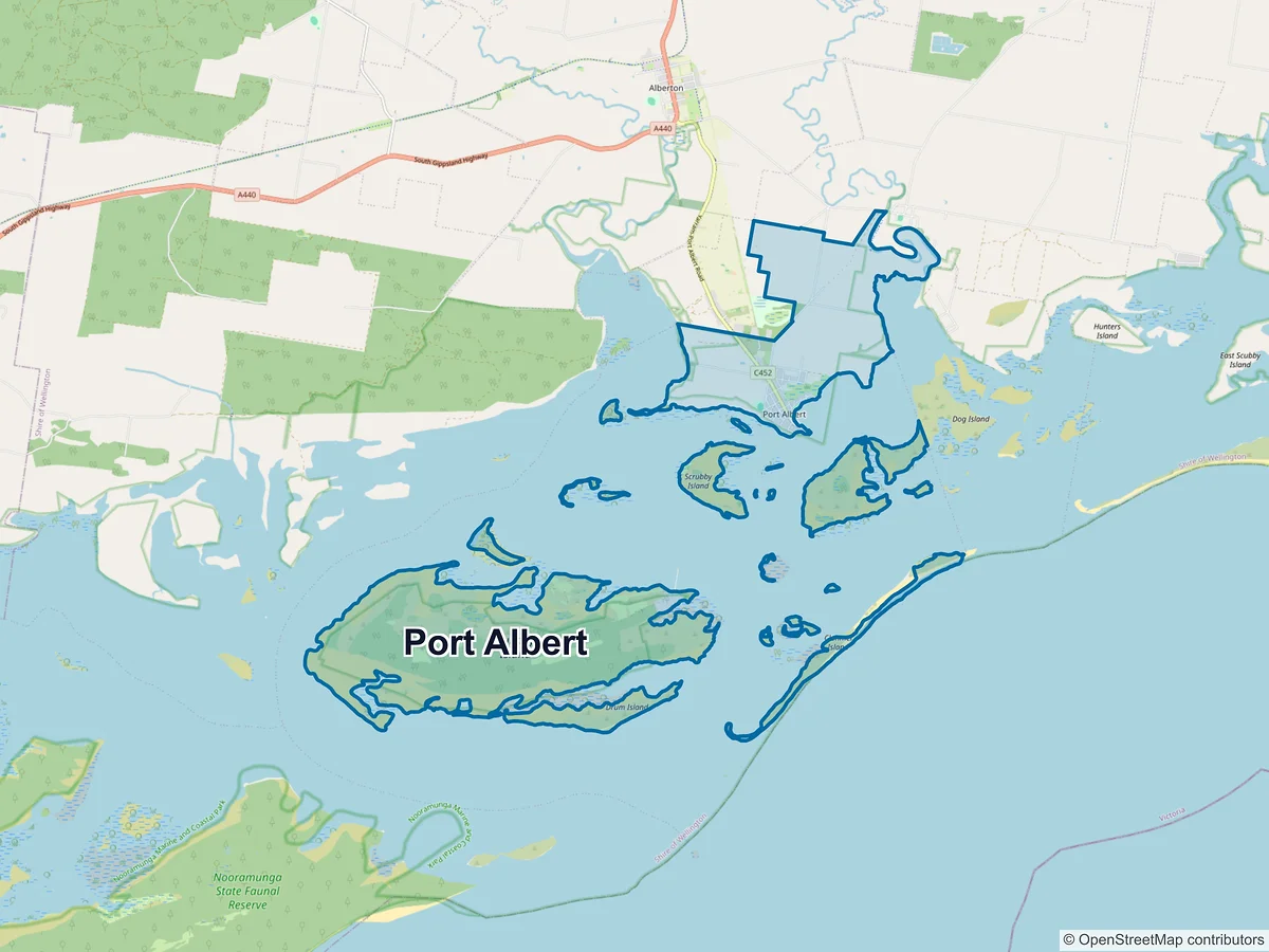 Map of Port Albert, VIC, Australia