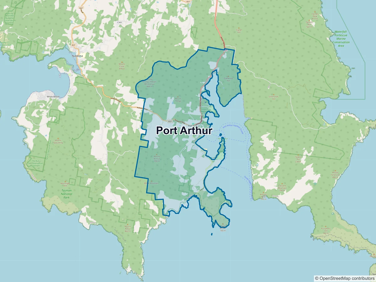 Map of Port Arthur, TAS, Australia