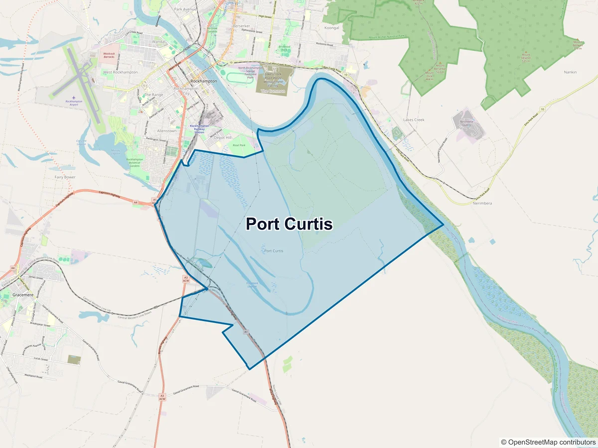 Map of Port Curtis, QLD, Australia