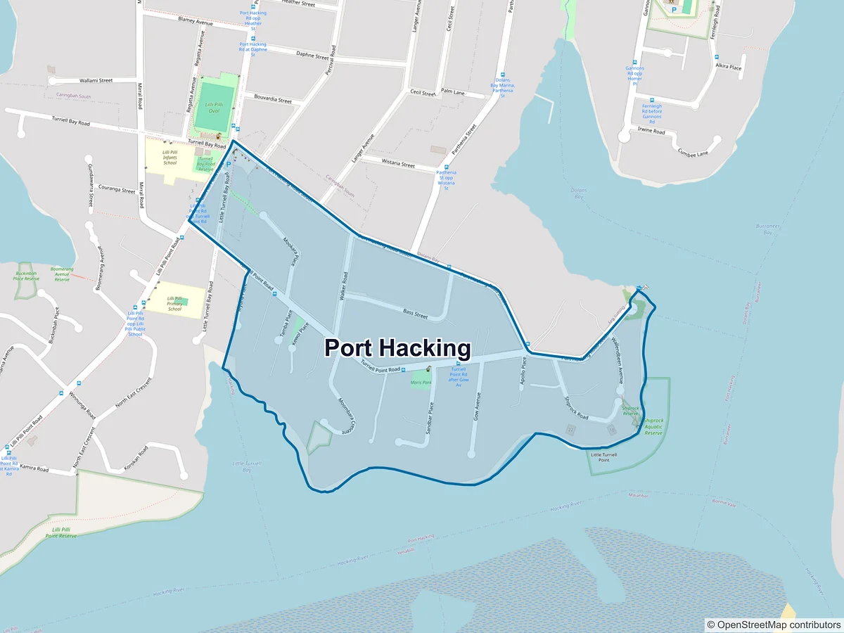 Map of Port Hacking, NSW, Australia