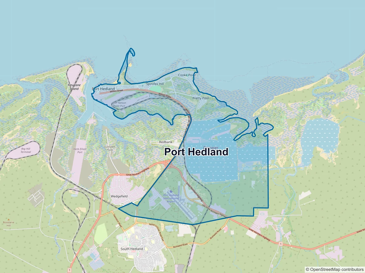 Map of Port Hedland, WA, Australia