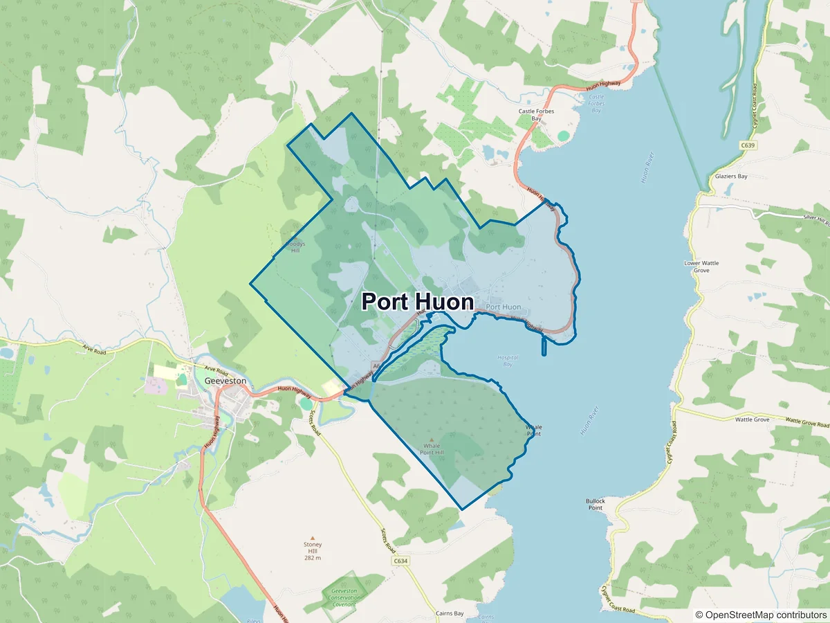 Map of Port Huon, TAS, Australia