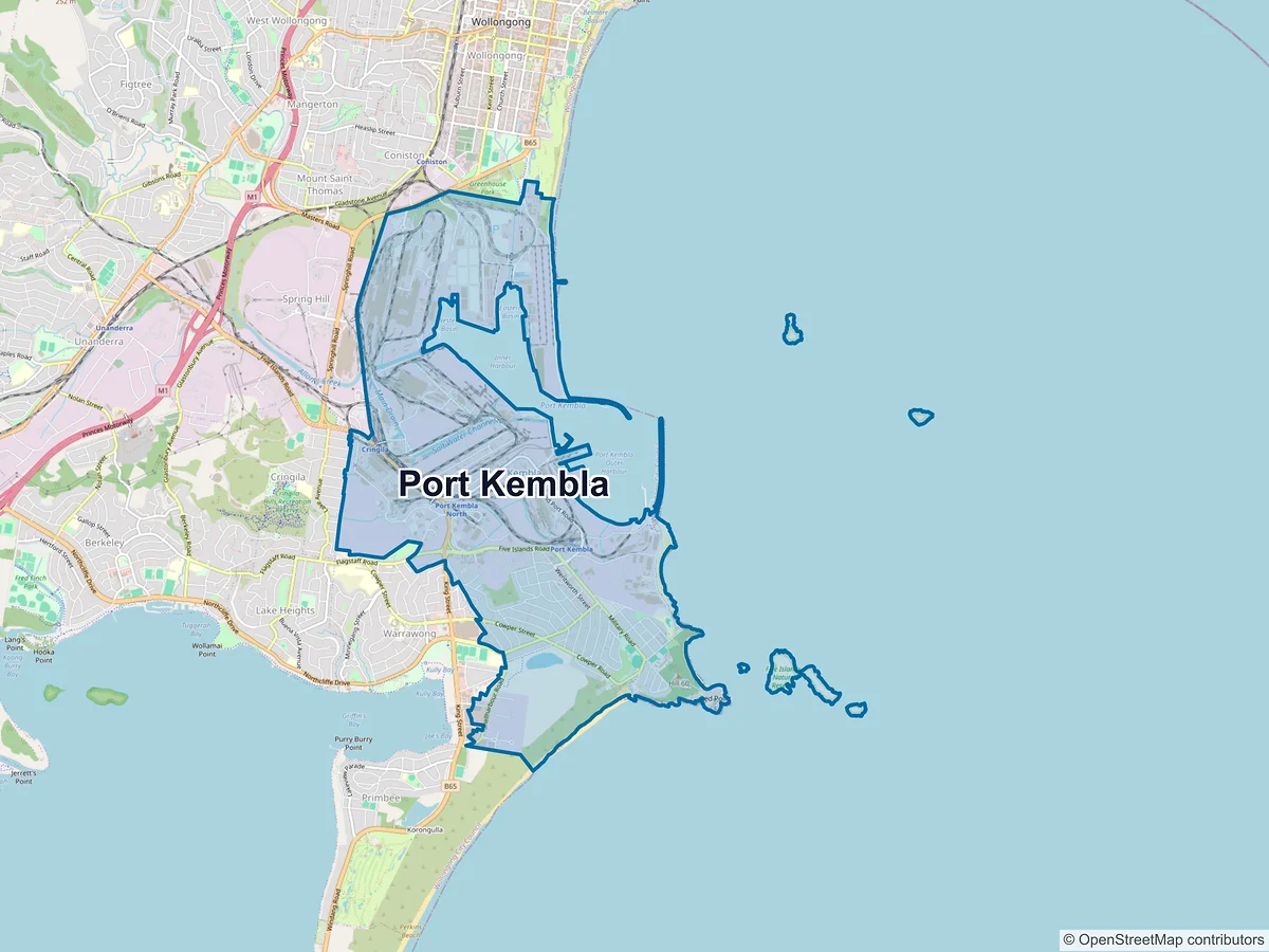 Map of Port Kembla, NSW, Australia