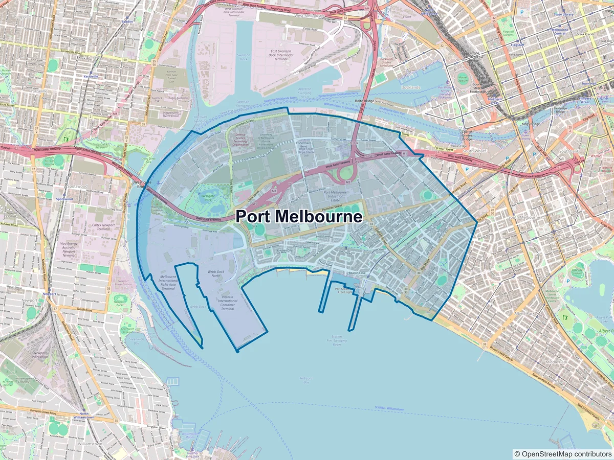 Map of Port Melbourne, VIC, Australia