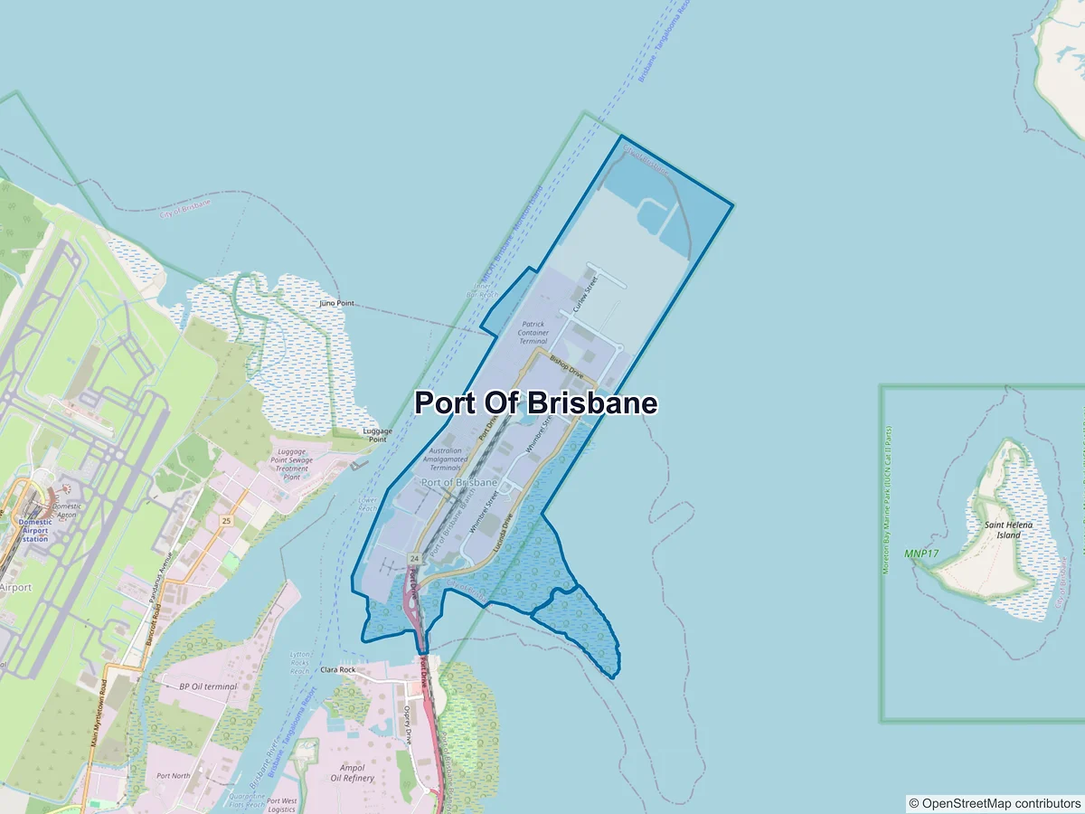 Map of Port of Brisbane, QLD, Australia