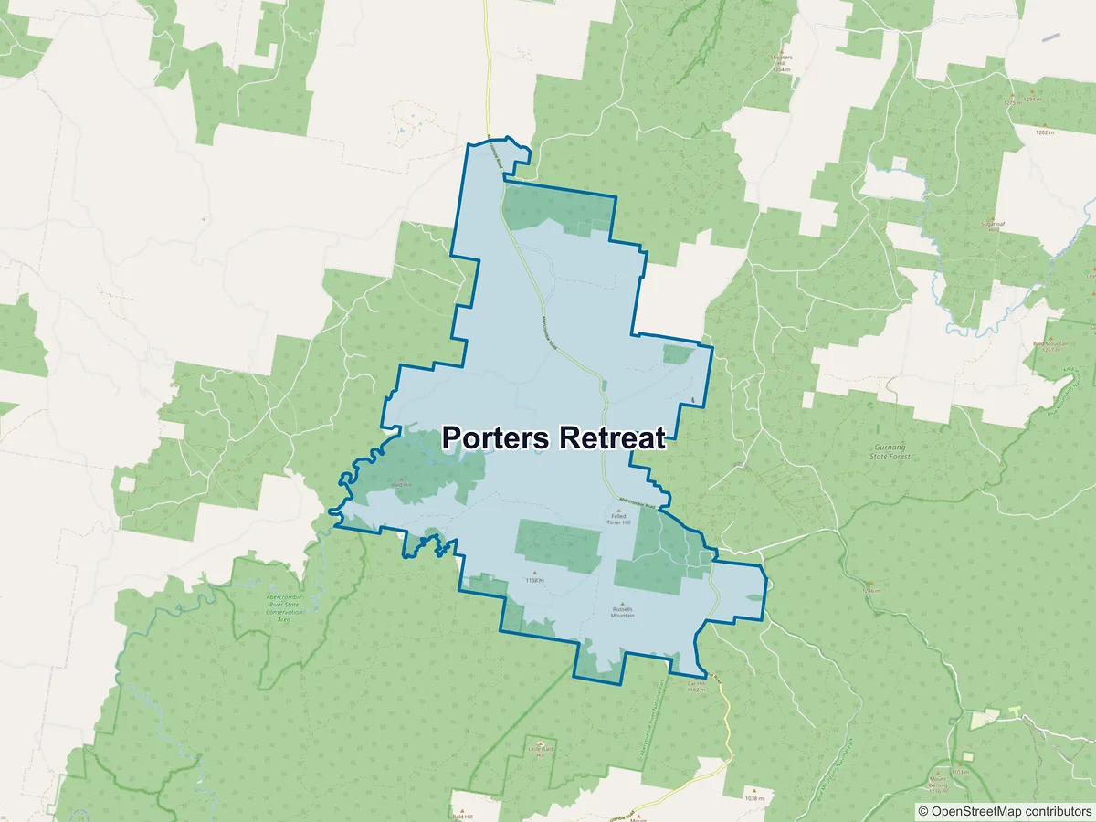 Map of Porters Retreat, NSW, Australia