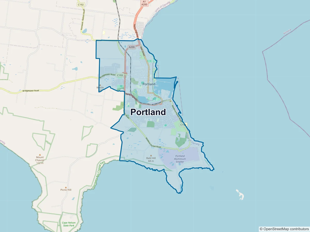 Map of Portland, VIC, Australia