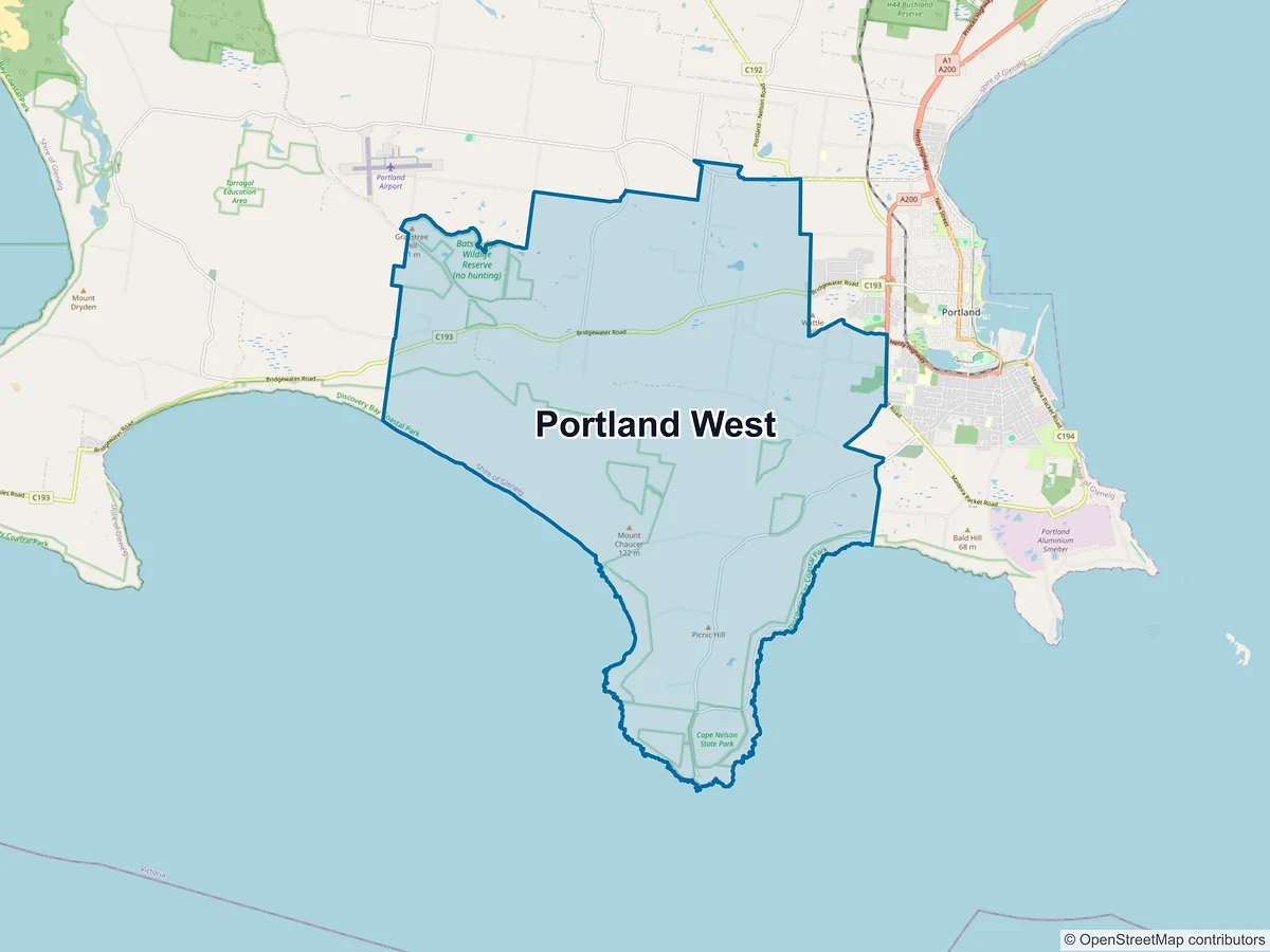 Map of Portland West, VIC, Australia