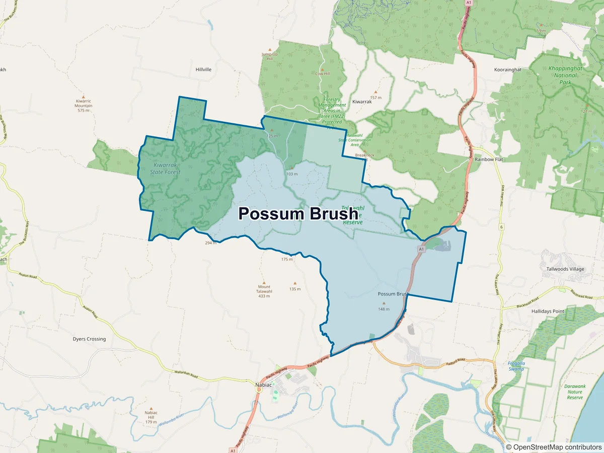 Map of Possum Brush, NSW, Australia