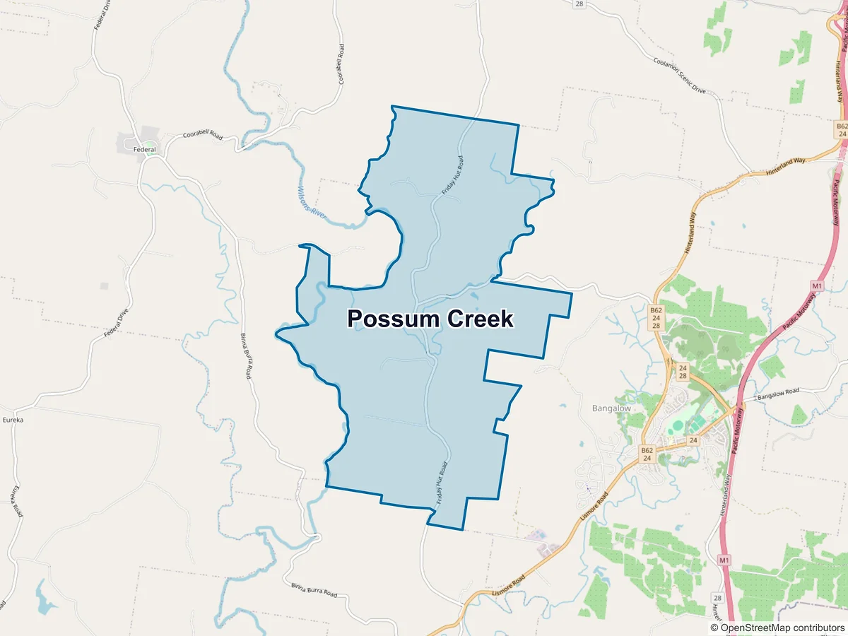 Map of Possum Creek, NSW, Australia