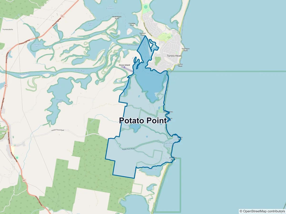 Map of Potato Point, NSW, Australia