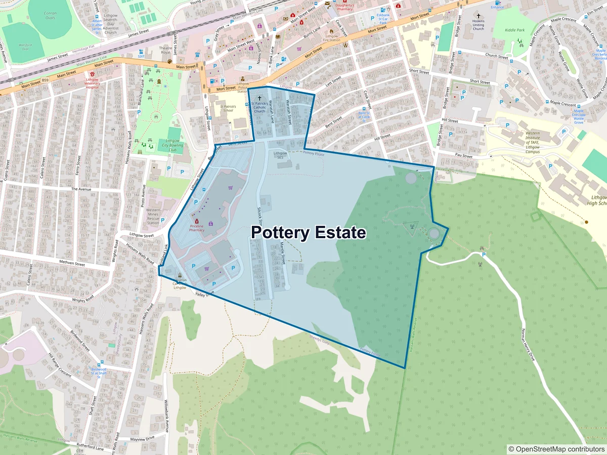 Map of Pottery Estate, NSW, Australia