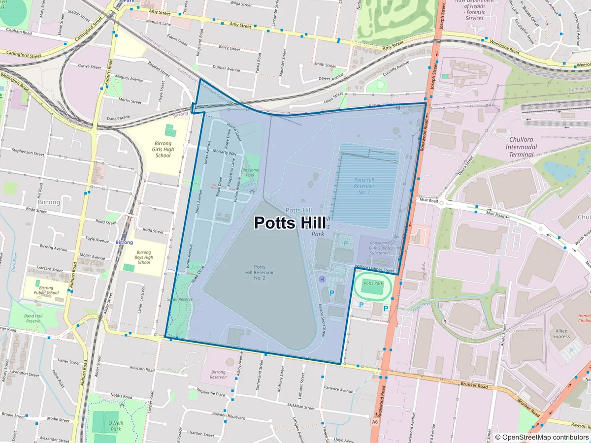 Map of Potts Hill, NSW, Australia