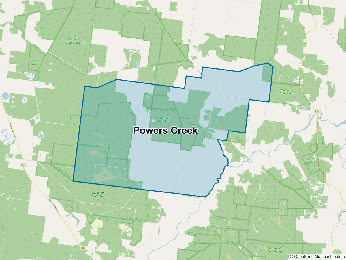 Map of Powers Creek, VIC, Australia