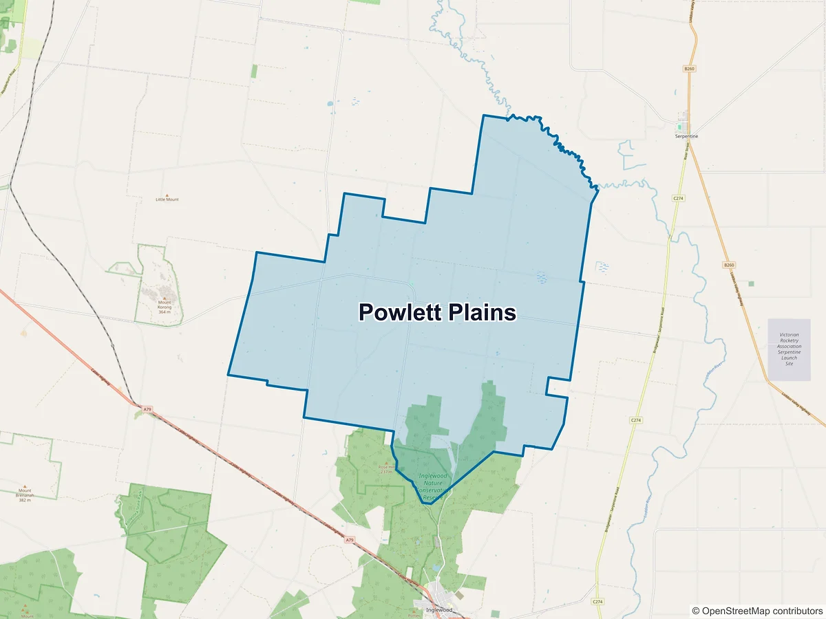 Map of Powlett Plains, VIC, Australia