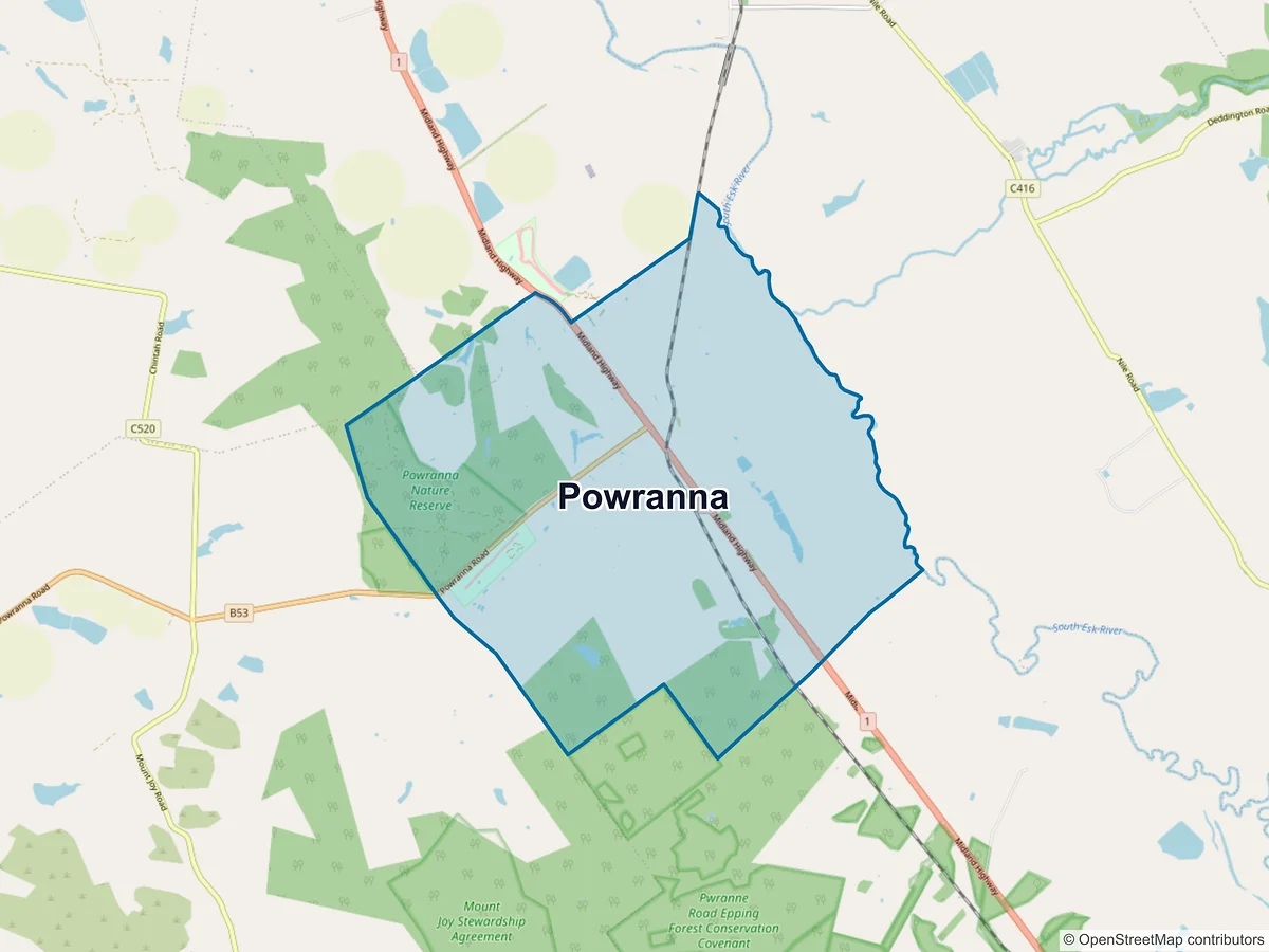 Map of Powranna, TAS, Australia