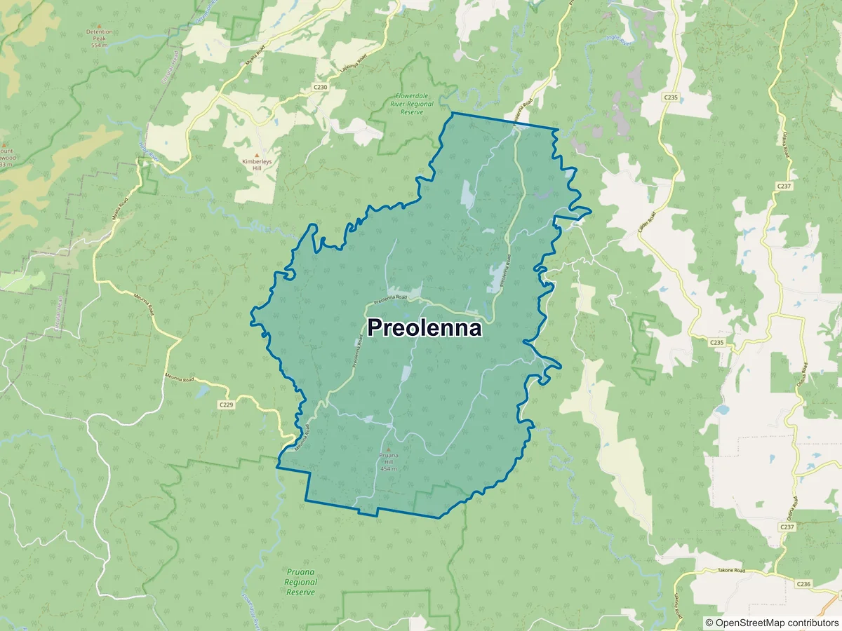 Map of Preolenna, TAS, Australia